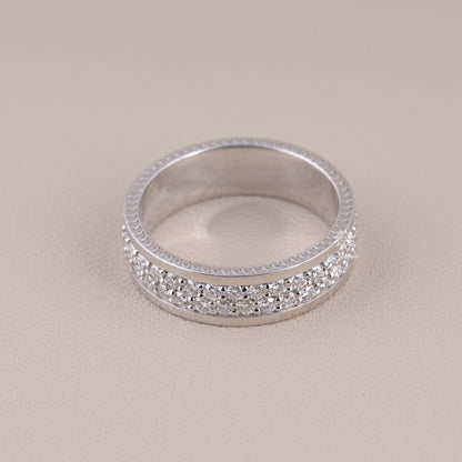 Men's Moissanite Diamond Wedding Ring, Gold Ring For Men, Full Eternity Stacking Band Ring, Moissanite Wedding Band For Men