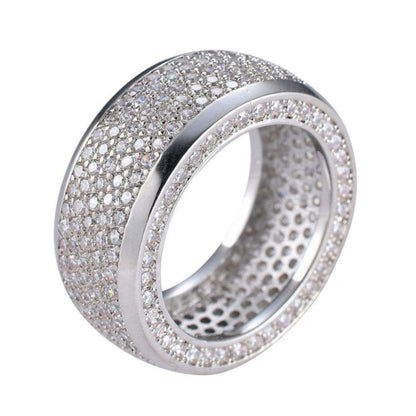 Round Moissanite Pave Set 5 Row Wide Wedding Band For Men, Fully  Iced Out Hip Hop Rings