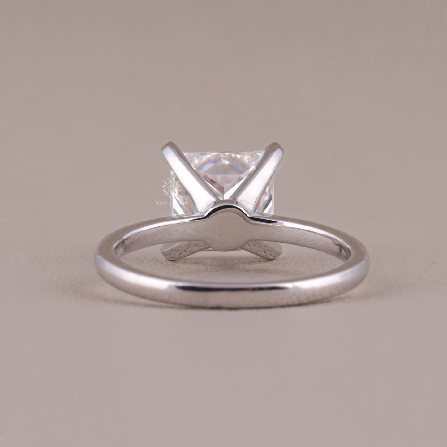 Solitaire Princess Cut Moissanite Engagement Wedding Ring
