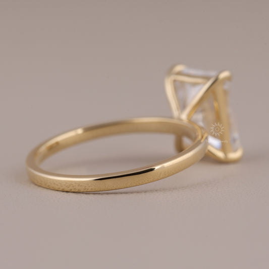 14K Solid Gold Radiant Cut Moissanite Solitaire Engagement Wedding Ring