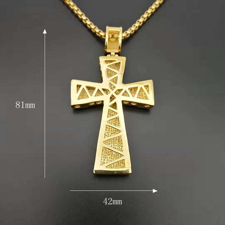 Iced Out Moissanite Cross Pendant In 925 Sterling Silver Religious Necklace