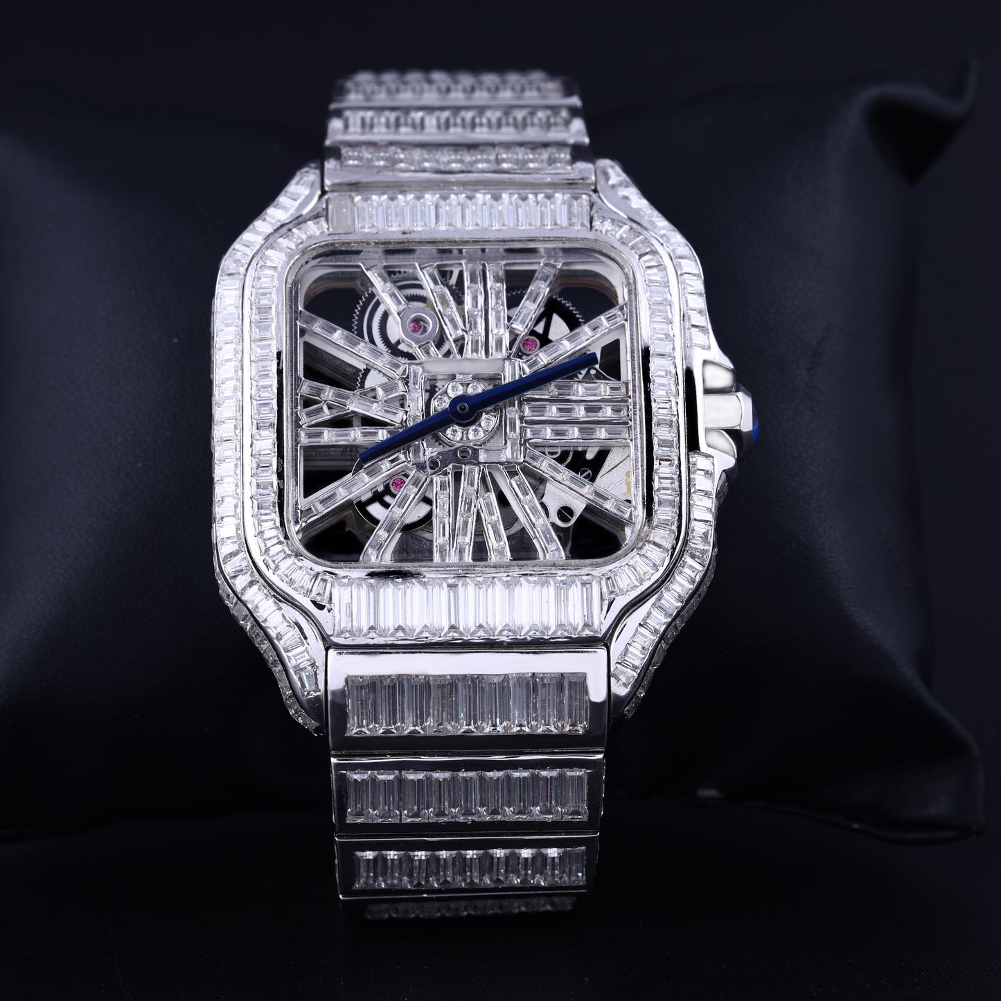 Fully Iced Out Skeleton Moissanite Diamond Watch