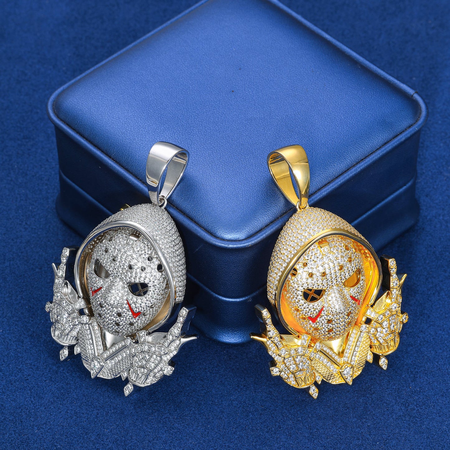 925 Sterling Silver Hip Hop Round Moissanite Micro Paved Specifically Horror-Themed Iced Out Face Pendant Rap Jewelry For Men