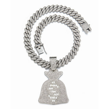 Luxury Iced Out VVS Moissanite Hip Hop Money Bag Pendant, S925 Sterling Silver - Gold Plated