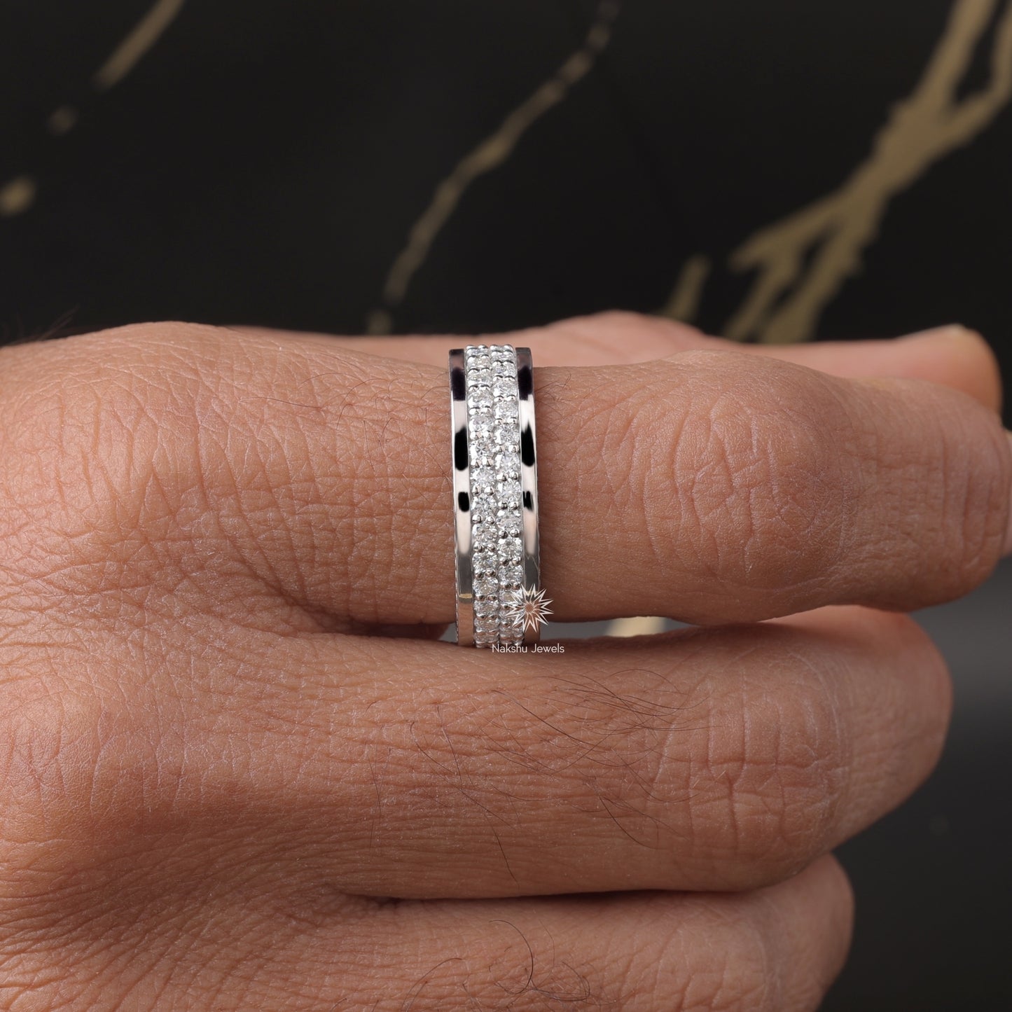 Men's Moissanite Diamond Wedding Ring, Gold Ring For Men, Full Eternity Stacking Band Ring, Moissanite Wedding Band For Men