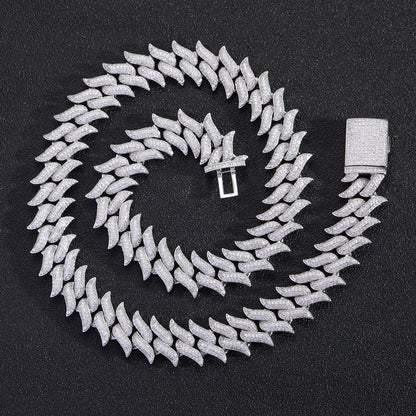 14MM Brilliant Cut Moissanite Miami Thorn Cuban Link Chain Fully Iced Out Cuban Chain Necklace for Men Hip Hop Jewelry