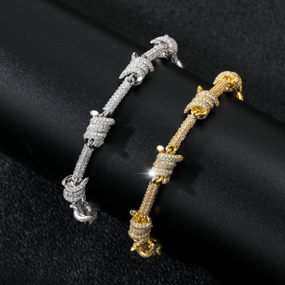 Iced Out Moissanite Barbed Wire Chains Necklace For Men's, Moissanite Rapper Hip Hop Jewelry
