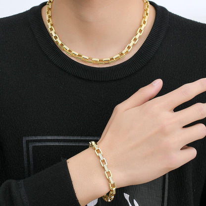 10mm Micro Pave Moissanite Hip Hop Box Chain Bracelet For Men, Unique Moissanite Hip Hop Bracelet 925 Silver Jewelry