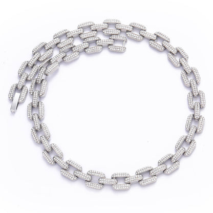 New Design Iced Out Moissanite Diamond 12mm Hip Hop Cuban Link Chain Necklace, Rapper Chains, Hip Hop Jewelry