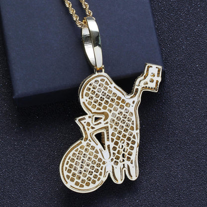 Hip Hop Iced Out Real Moissanite Men's Money Bag Pendant, S925 Sterling Silver Gold Plated Pendant