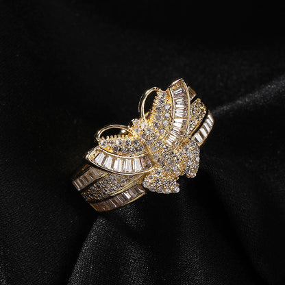 VVS Moissanite Butterfly Design Hip Hop Engagement Rings For Women, Iced Out Rings
