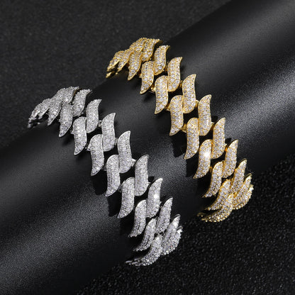 14MM Brilliant Cut Moissanite Thorn Cuban Link Bracelets Iced Out  Miami Cuban Chain Bracelet for Men Hip Hop Jewelry