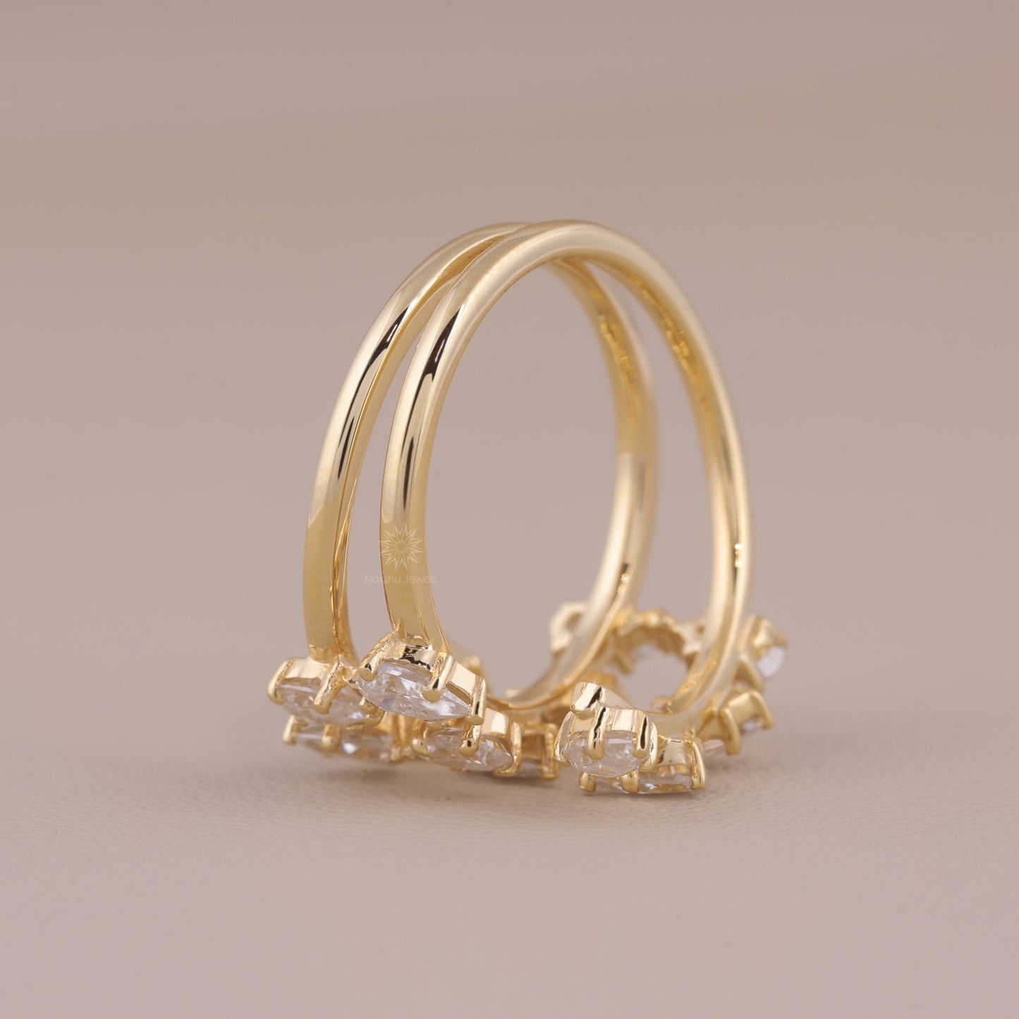 Pear Cut Moissanite Spiral Wrap Ring with Scattered Cluster Design