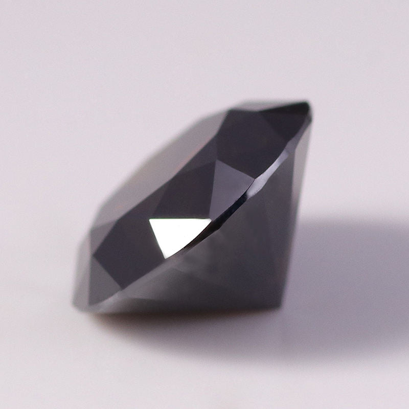 Jet Black Round Brilliant Cut Moissanite Diamond For Engagement Ring
