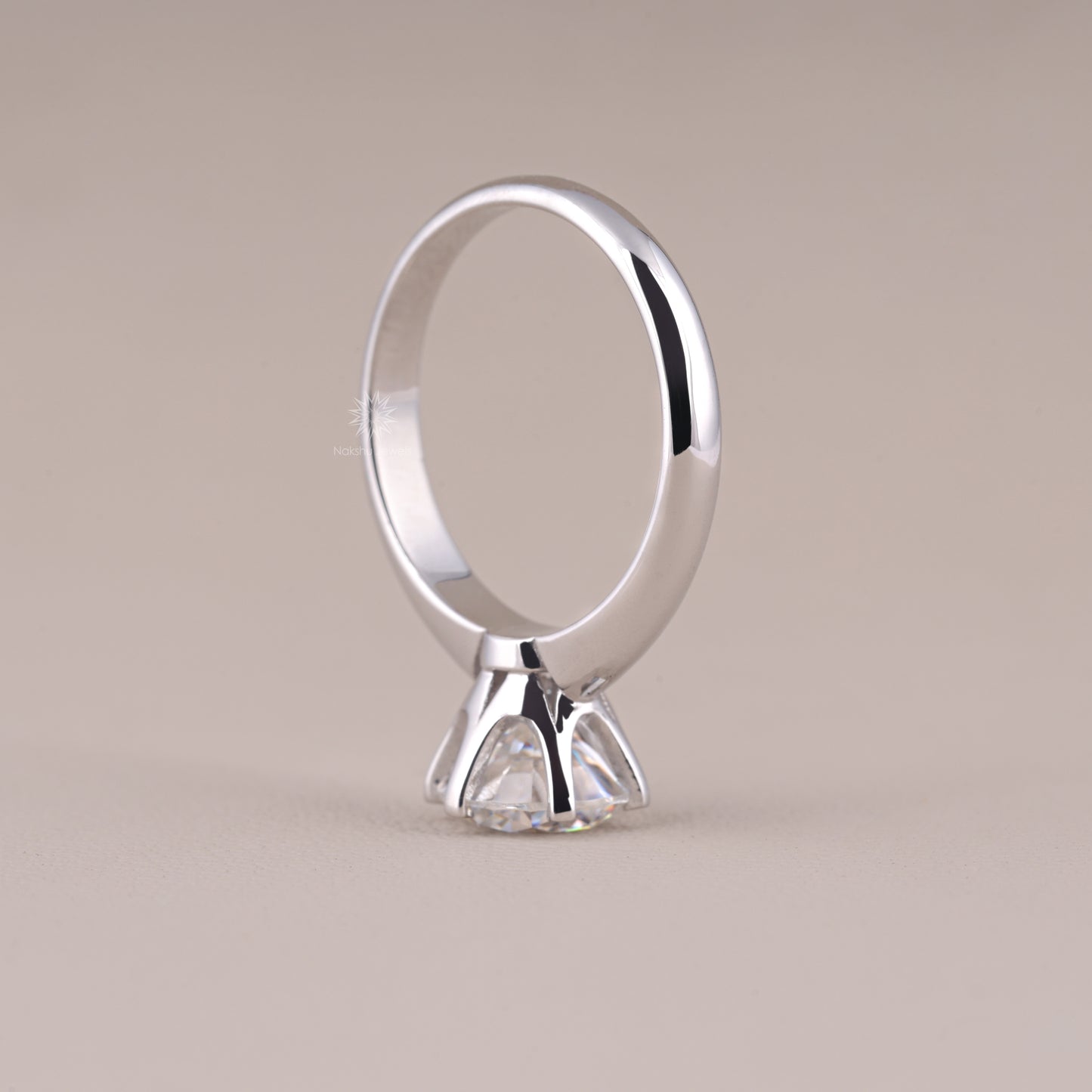 Round Cut Moissanite Solitaire Engagement Ring Classic 6 Prong Setting