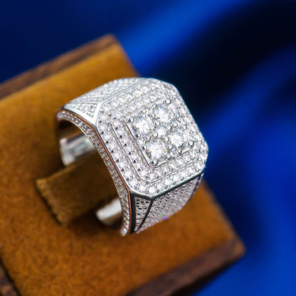 Iced Out Hip Hop Moissanite Diamond Men's Engagement - Wedding Ring
