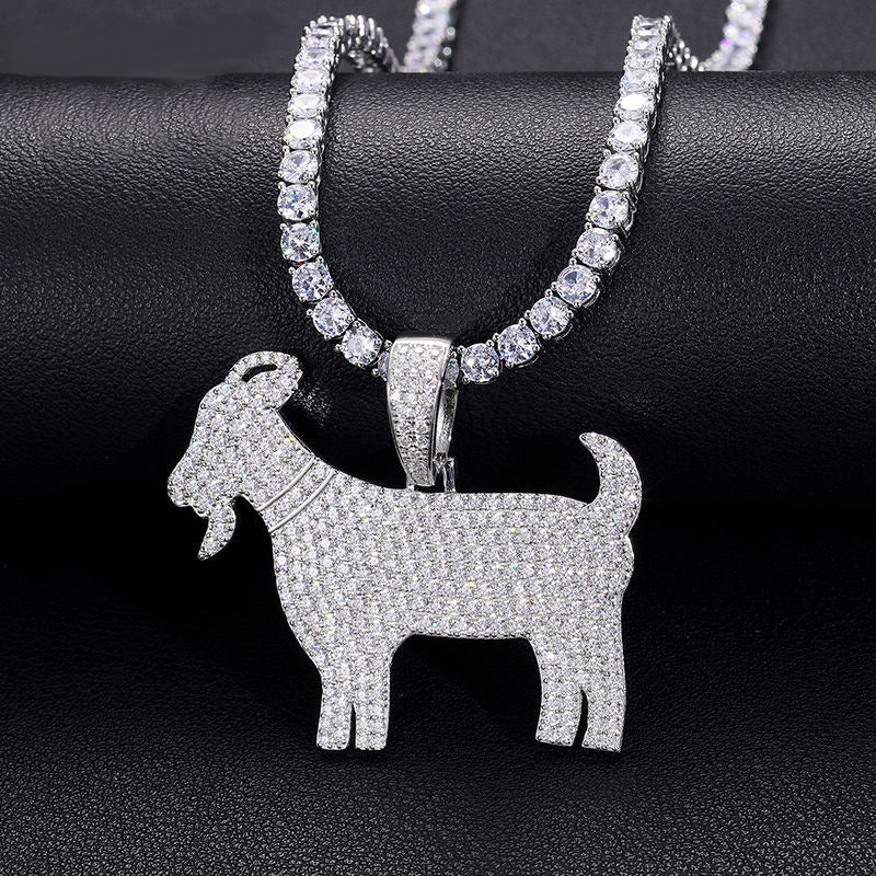 Round Cut Moissanite Goat Animal Hip Hop Pendant For Rapper, Iced Out 925 Sterling Silver Pendant For Men