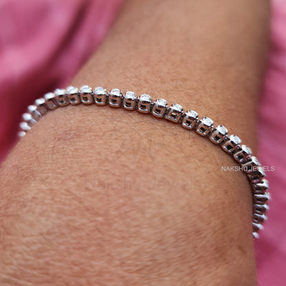 Classic 1.5 MM Colorless Round Moissanite Bezel Set Tennis Bracelet For Her