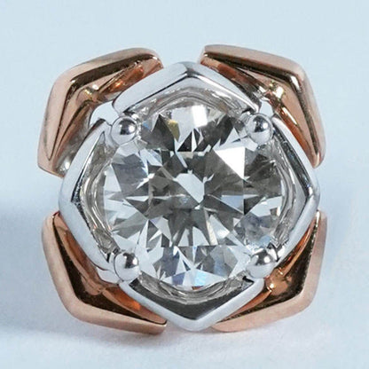 Round Moissanite Flower Stud Earrings In 14K Gold for Wife, Mother, Daughter