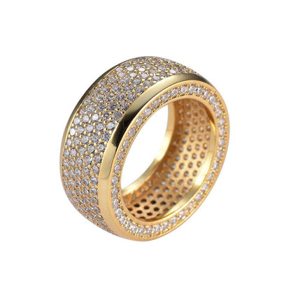 Round Moissanite Pave Set 5 Row Wide Wedding Band For Men, Fully  Iced Out Hip Hop Rings