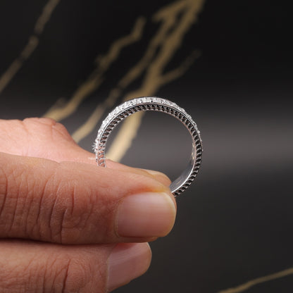 Men's Moissanite Diamond Wedding Ring, Gold Ring For Men, Full Eternity Stacking Band Ring, Moissanite Wedding Band For Men