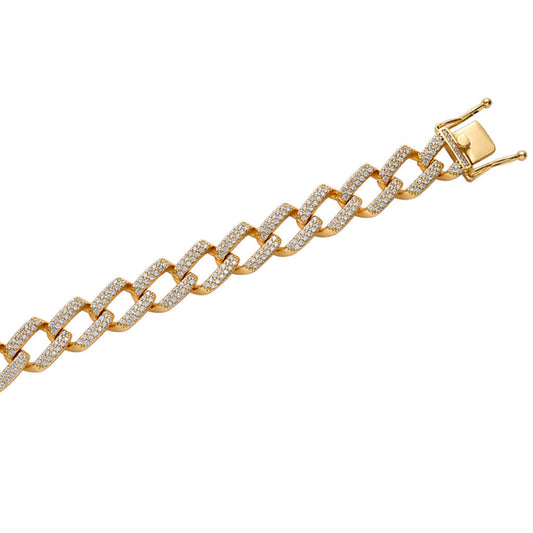 10MM Iced Out 925 Sterling Silver Moissanite Cuban Link Chain Bracelet For Men - Women and Rapper