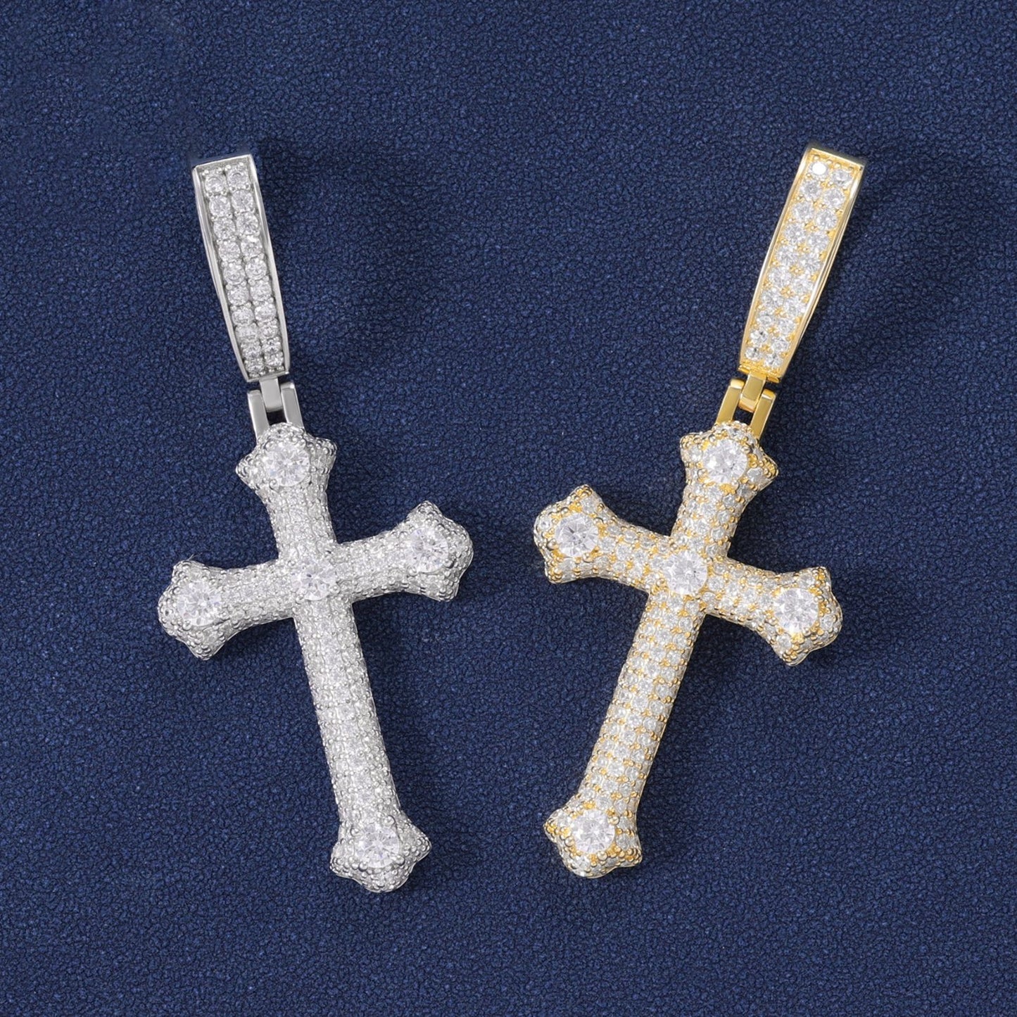 Hip Hop Moissanite Thorns Cross Pendant Jewelry For Men, Iced Out 925 Sterling Silver Pendant