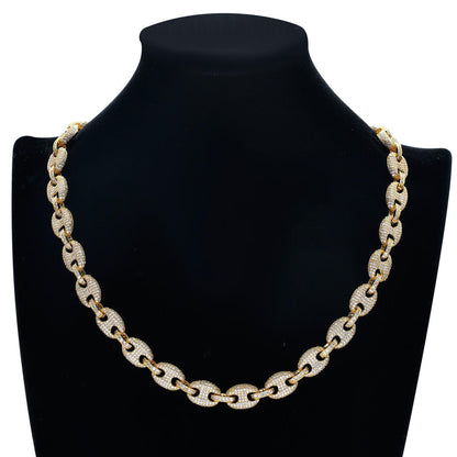 Moissanite Iced Out Pig Nose Hip Hop Chain Necklace, For Rapper - Star Jewelry