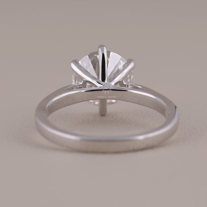Round Cut Moissanite Solitaire Engagement Ring, 6 Prong Wedding Ring