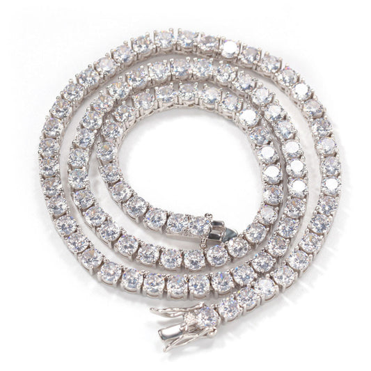 Brilliant Cut Moissanite Hip Hop Tennis Chain Necklace For Unisex, 925 Sterling Silver Iced Out Tennis Chain