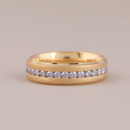 Round Colorless Moissanite Full Eternity Engagement Wedding Band For Him, Solid Gold Men's Channel Set Wedding Band, Anniversary Ring for Men/Man