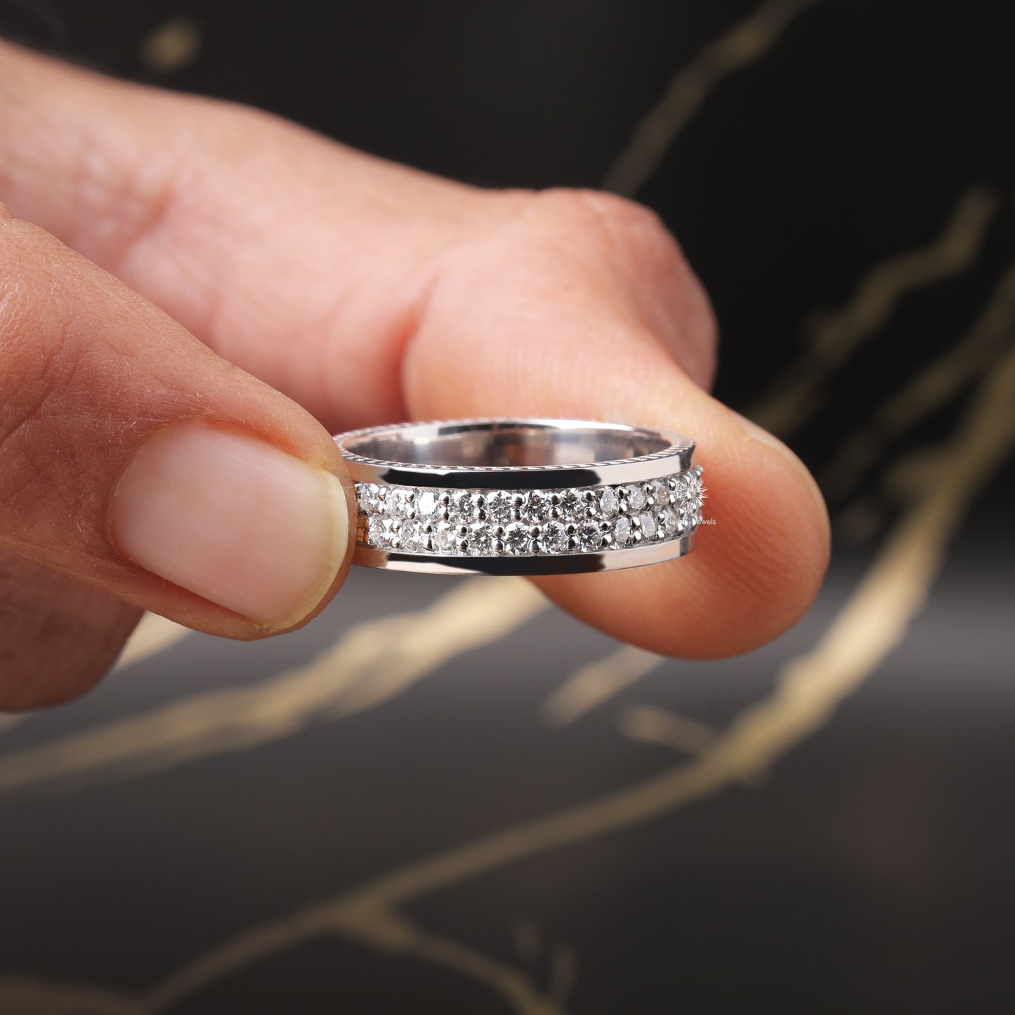 Men's Moissanite Diamond Wedding Ring, Gold Ring For Men, Full Eternity Stacking Band Ring, Moissanite Wedding Band For Men