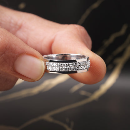 Men's Moissanite Diamond Wedding Ring, Gold Ring For Men, Full Eternity Stacking Band Ring, Moissanite Wedding Band For Men