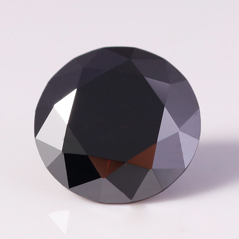Jet Black Round Brilliant Cut Moissanite Diamond For Engagement Ring