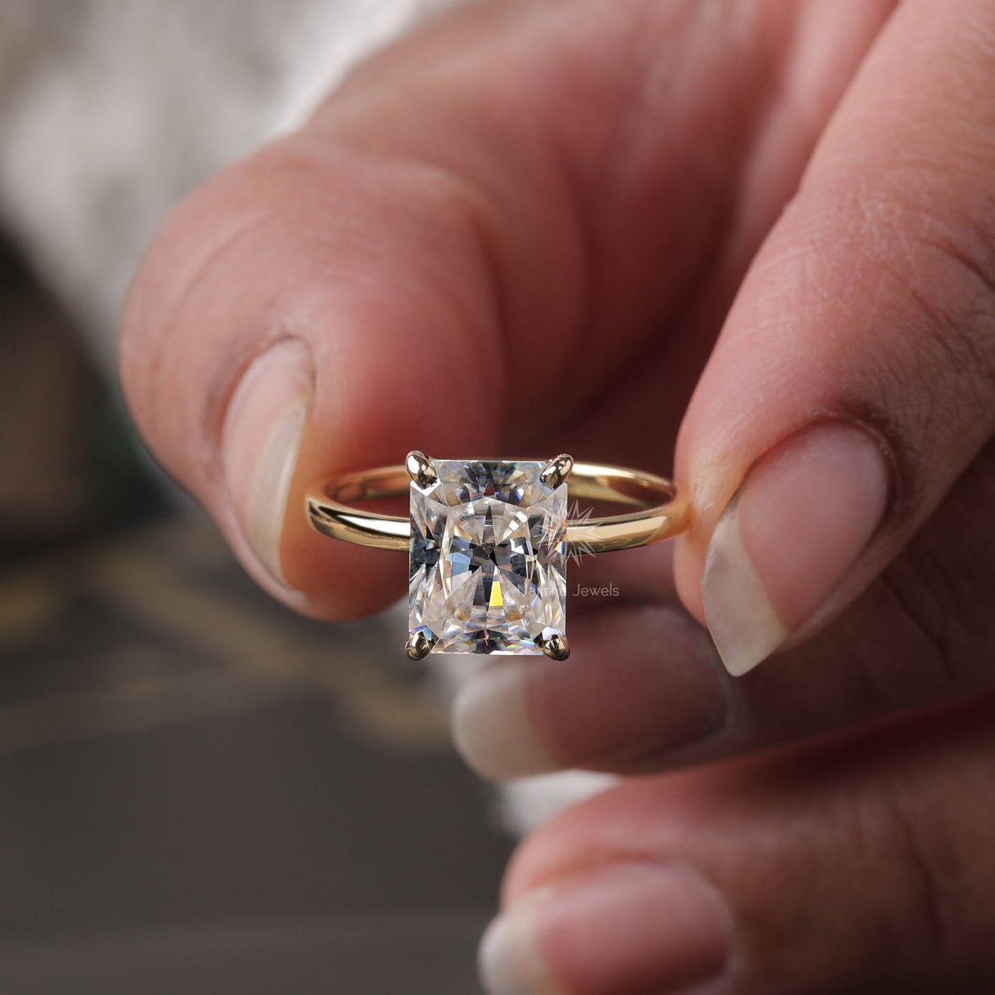 Radiant Cut Solitaire Moissanite Engagement Ring, 14K Solid Gold Promise Ring, Anniversary Gift Ring for Women