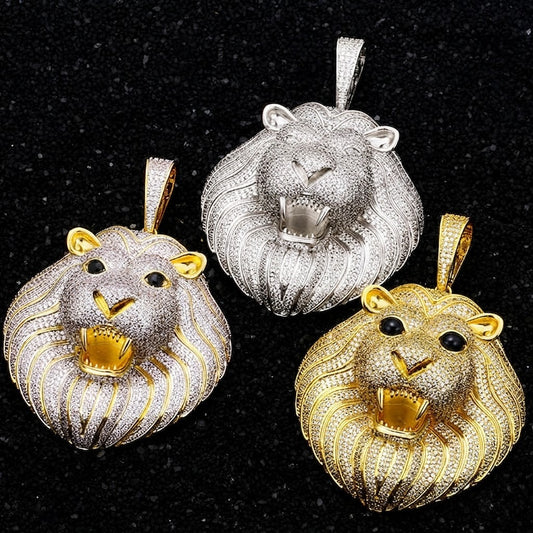 Gold Plated Fully Iced Out Moissanite Hip Hop Lion Face Pendant In 925 Sterling Silver For Men, Rapper