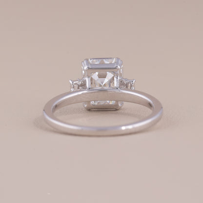 Emerald Cut Moissanite Three Stone Engagement Ring, 14K Gold 3 Stone Wedding Ring For Women