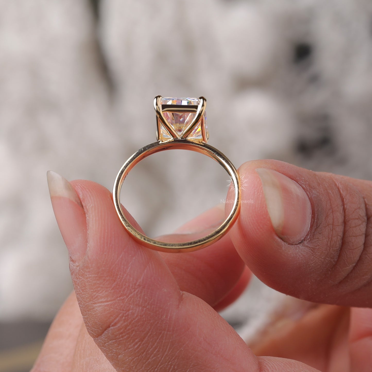 Radiant Cut Solitaire Moissanite Engagement Ring, 14K Solid Gold Promise Ring, Anniversary Gift Ring for Women