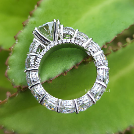 Brilliant Cut Moissanite Full Eternity Wedding Pave Engagement Ring