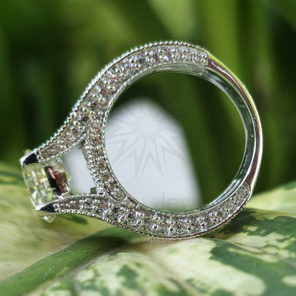 Unique Milgrain 2CT Round Moissanite Wedding Ring, Anniversary Gift For Her