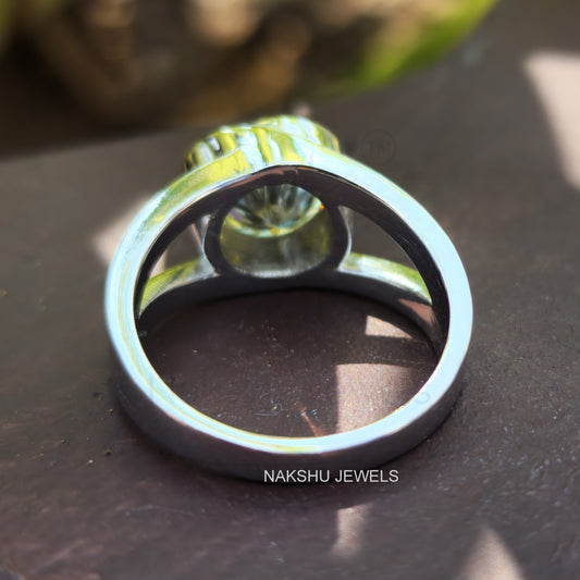 Round Moissanite Split Shank Bezel Set Engagement Ring