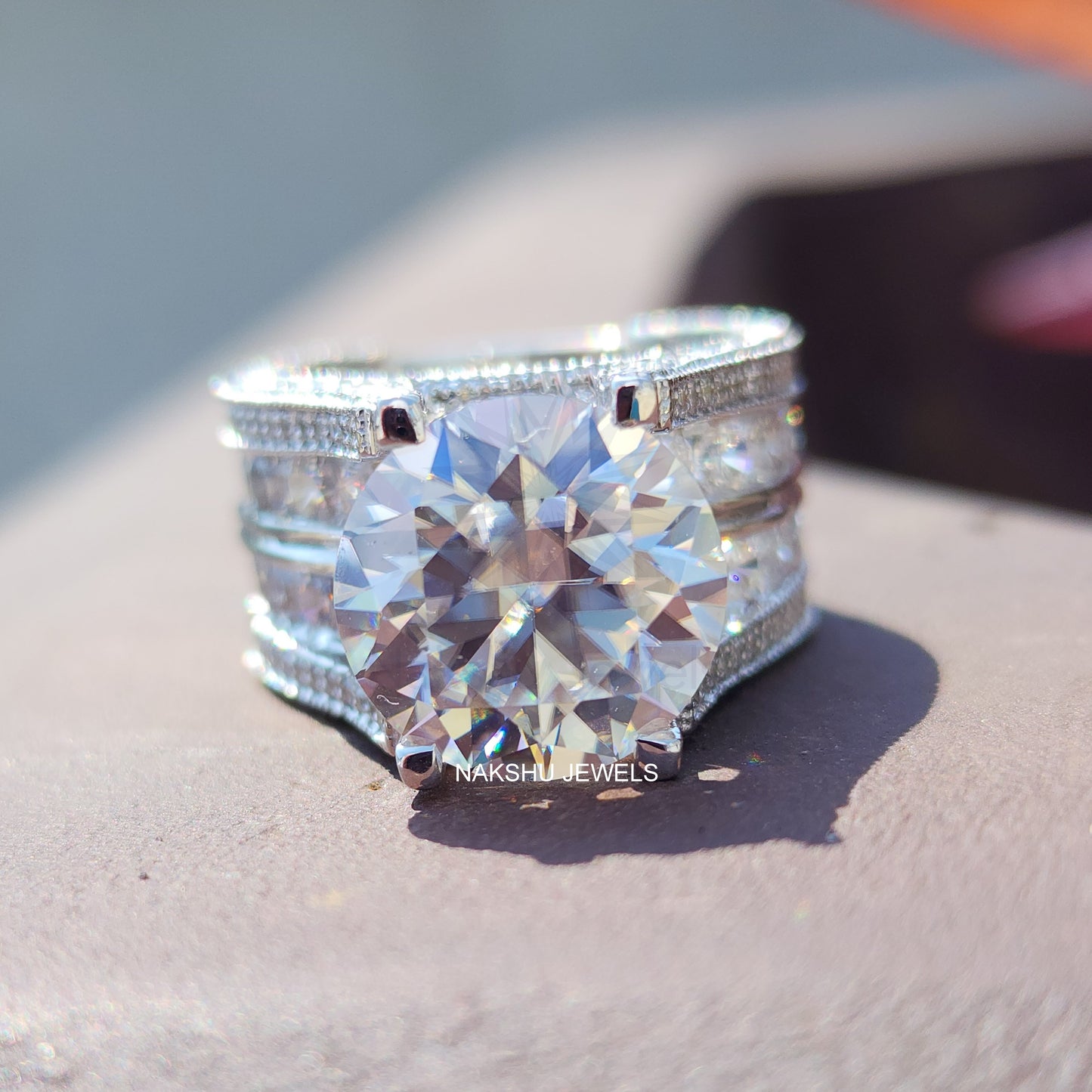 Unique Milgrain 6CT Round Cut White Gold Engagement Wedding Ring
