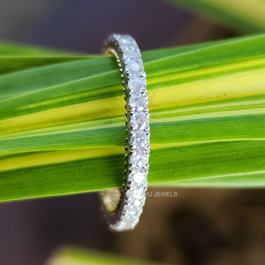 Round Cut Moissanite Full Eternity Stackable Wedding Band