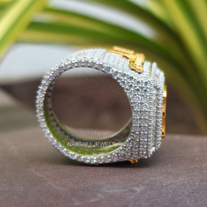 Rapper Hip Hop Ring For Him, Moissanite Custom 925 Silver Men's Ring