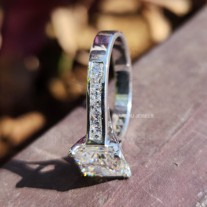 3CT Princess Cut Amazing Channel Set Moissanite Engagement Ring