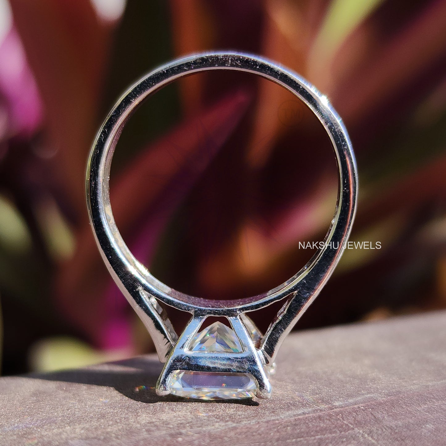 3CT Princess Cut Amazing Channel Set Moissanite Engagement Ring