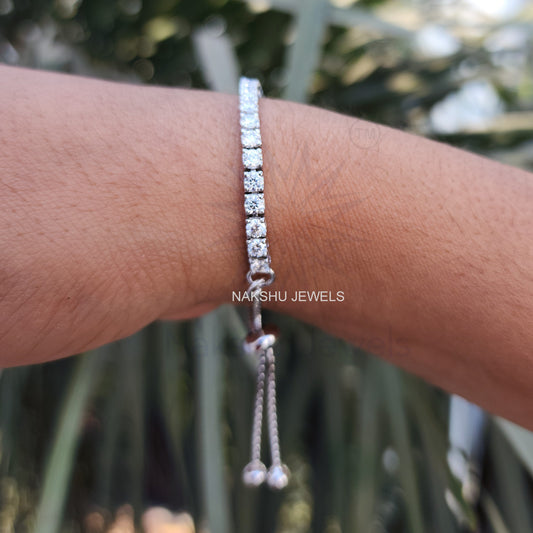 Brilliant Round Cut Moissanite Four Prong Tennis Bracelet For Her