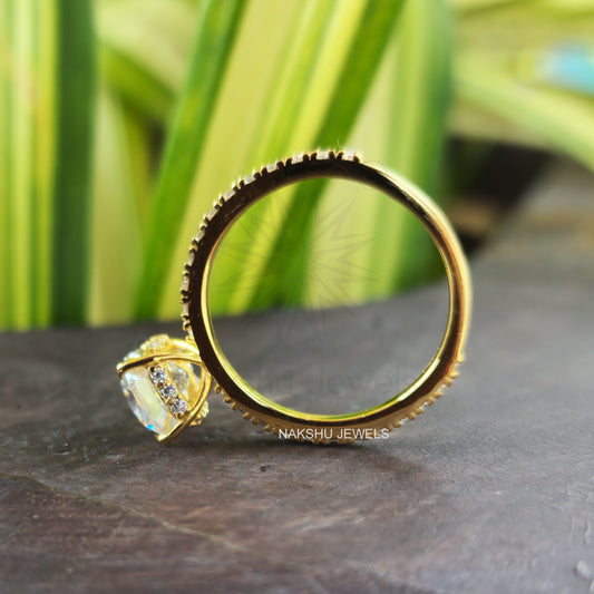 Cushion Brilliant Cut Moissanite Hidden Halo Pave Engagement