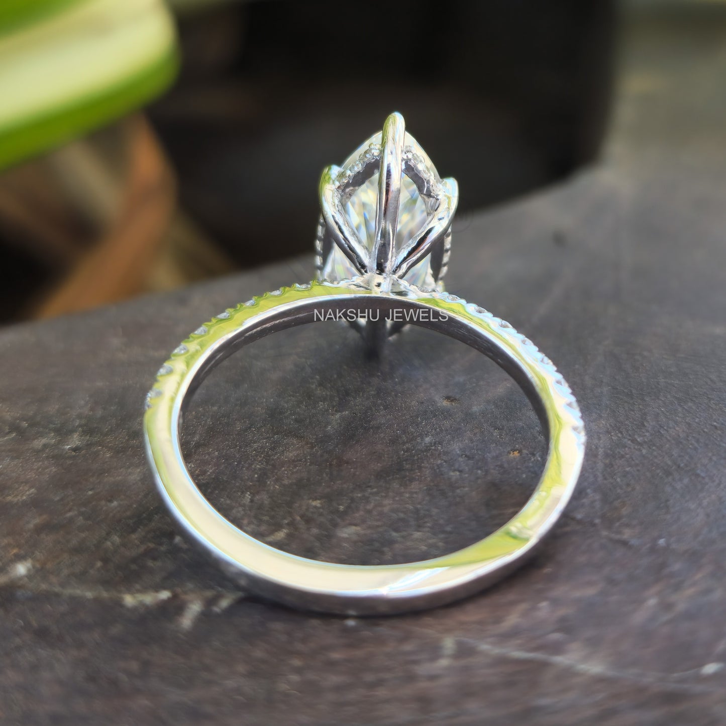 3.5CT Marquise Cut 14K Gold Hidden Halo Moissanite Engagement Ring