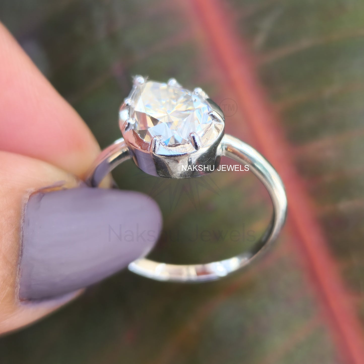 Pear Cut Moissanite Bezel Set Solitaire Engagement Ring